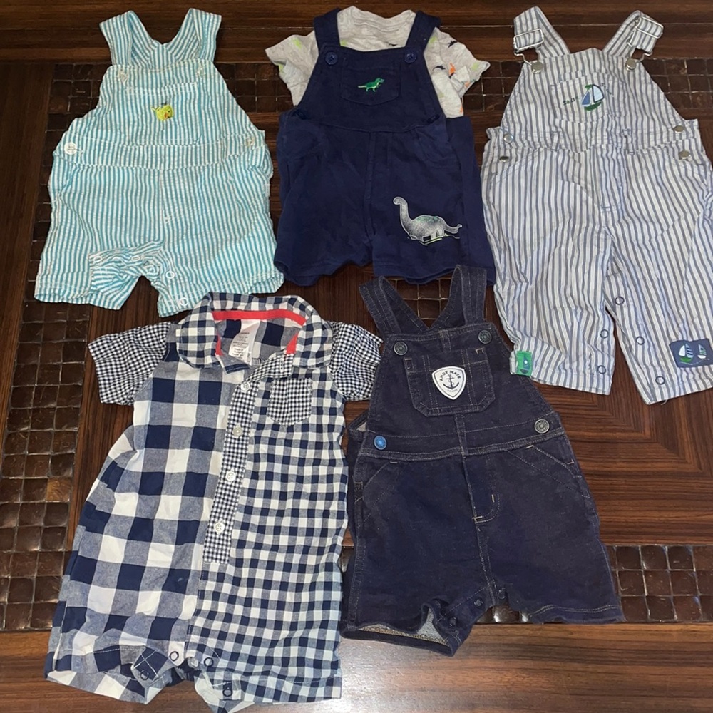 (5) 9 months boys overalls
